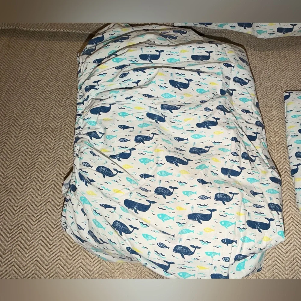 Scout Full Sheet Set – Whale Print | Full Size | 4pc Coastal Kids Bedding